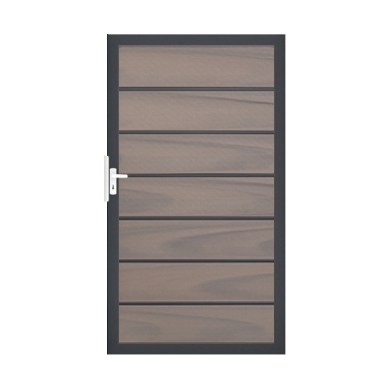 GrojaSolid Grande Premium BPC Steckzaun Universal Tor 100x180cm BiColor co-extrudiert-Rahmen DB703