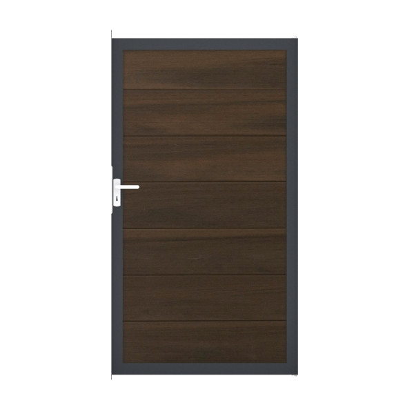 GrojaSolid Grande BPC Steckzaun Universal Tor 100x180cm walnuss co-extrudiert-anthrazit DB703