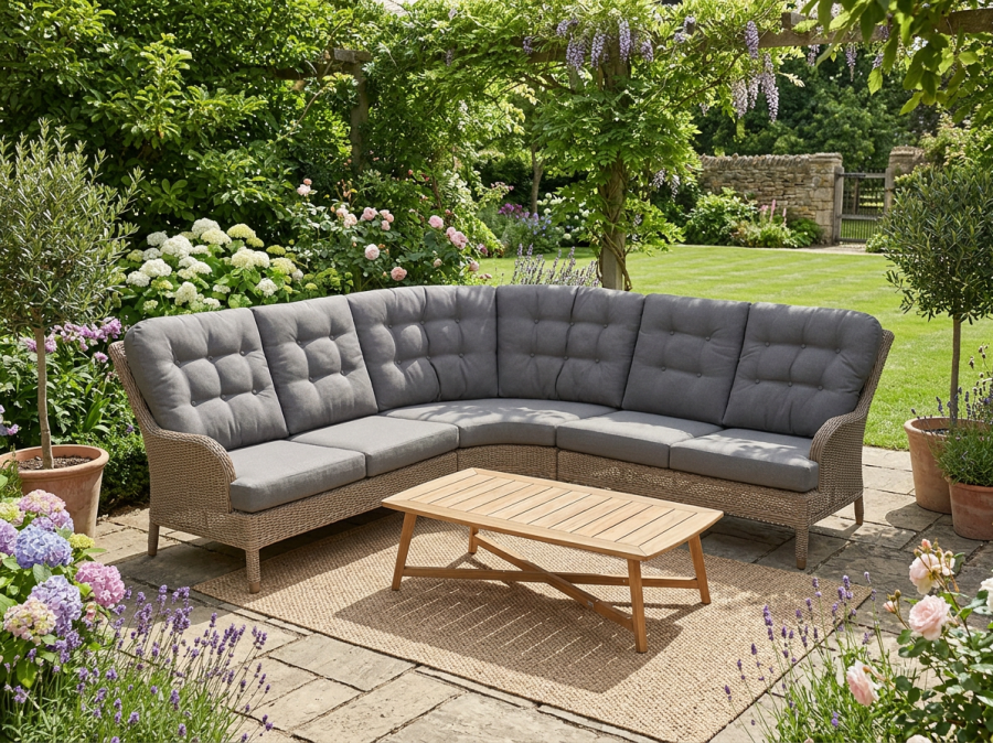 4Seasons Buckingham Ecklounge , ca. 220x220cm inkl. Polster und Couchtisch Teak 140x70cm