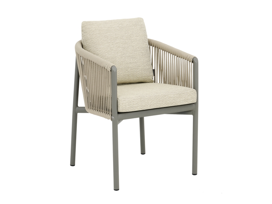 Apple Bee Bora Bora Dining Stuhl Rope inkl. Kissen Aluminium taupe