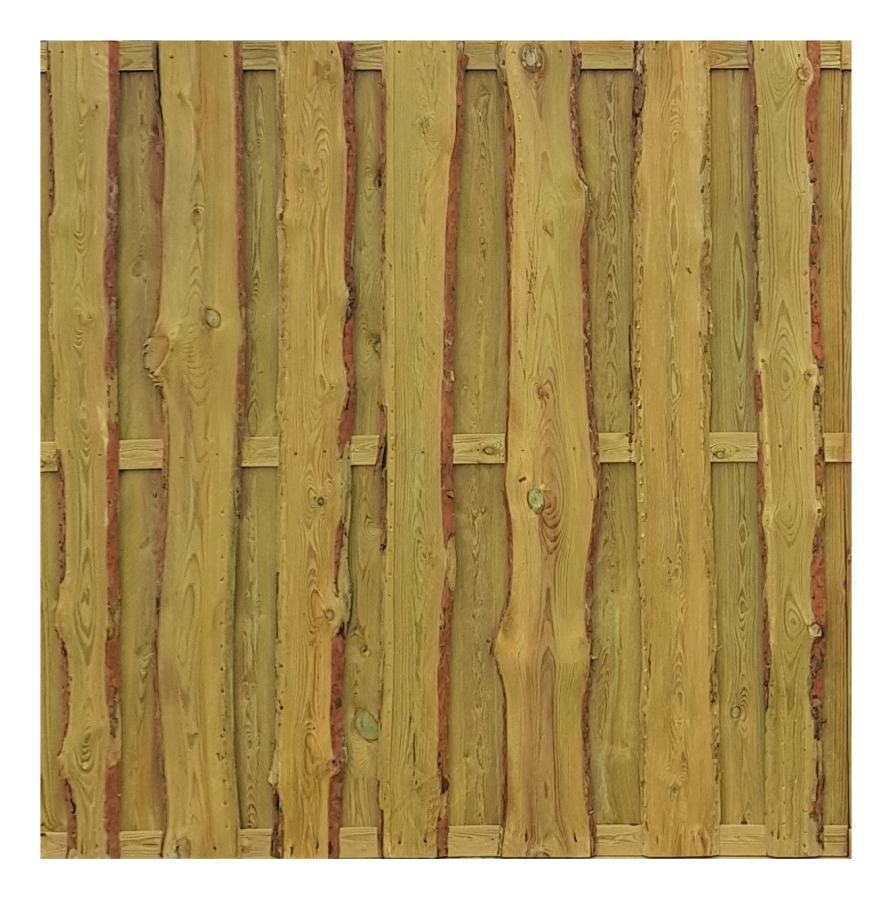 Bohlenzaun 180x180cm Kiefer kdi grün, aus unbesäumten sägerauhen Bohlen