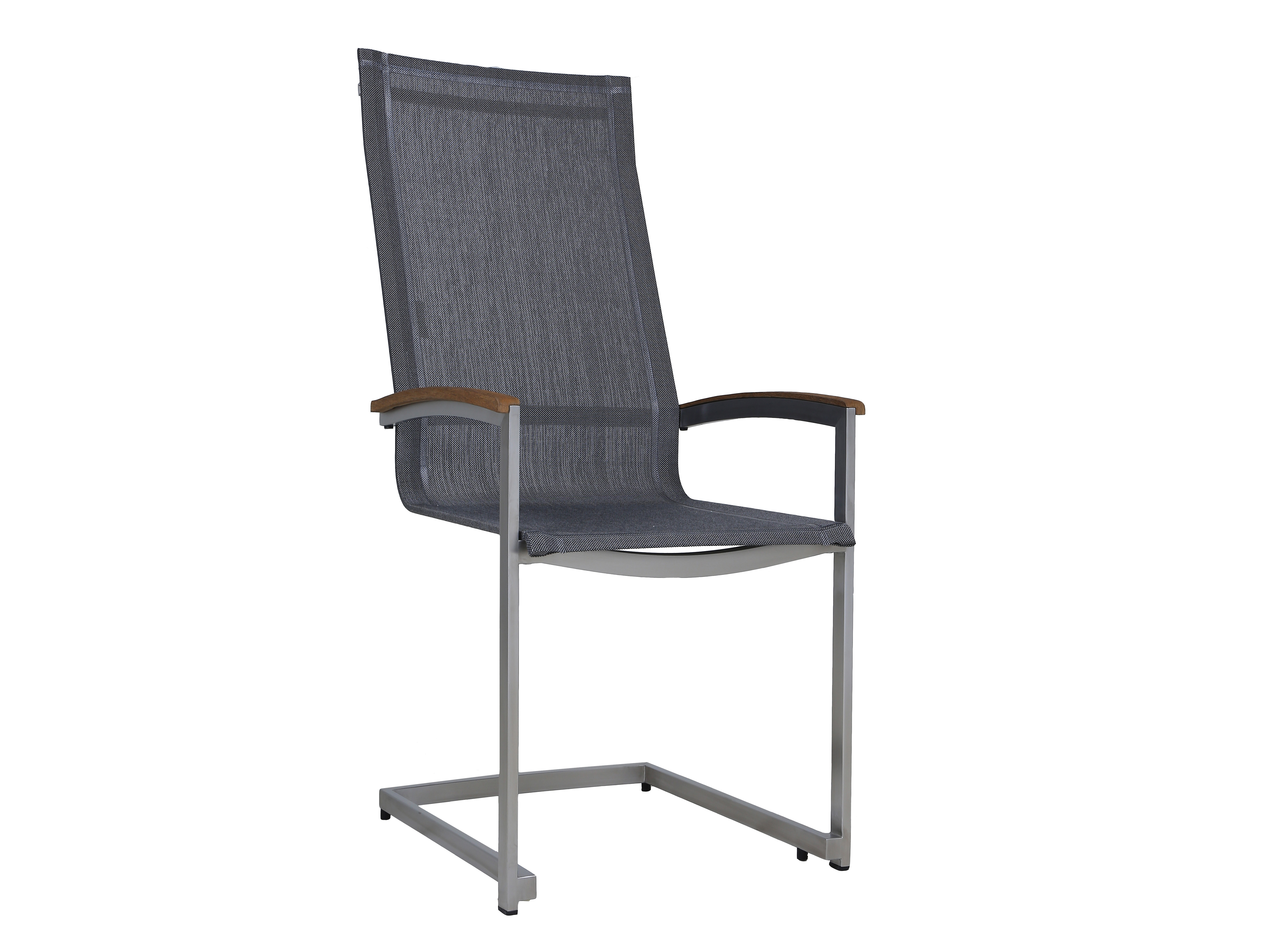 Zebra Setax Freischwinger Highback midnight-grey - Teak-Armlehne Zebra Setax Freischwinger Highback midnight-grey - Teak-Armlehne
