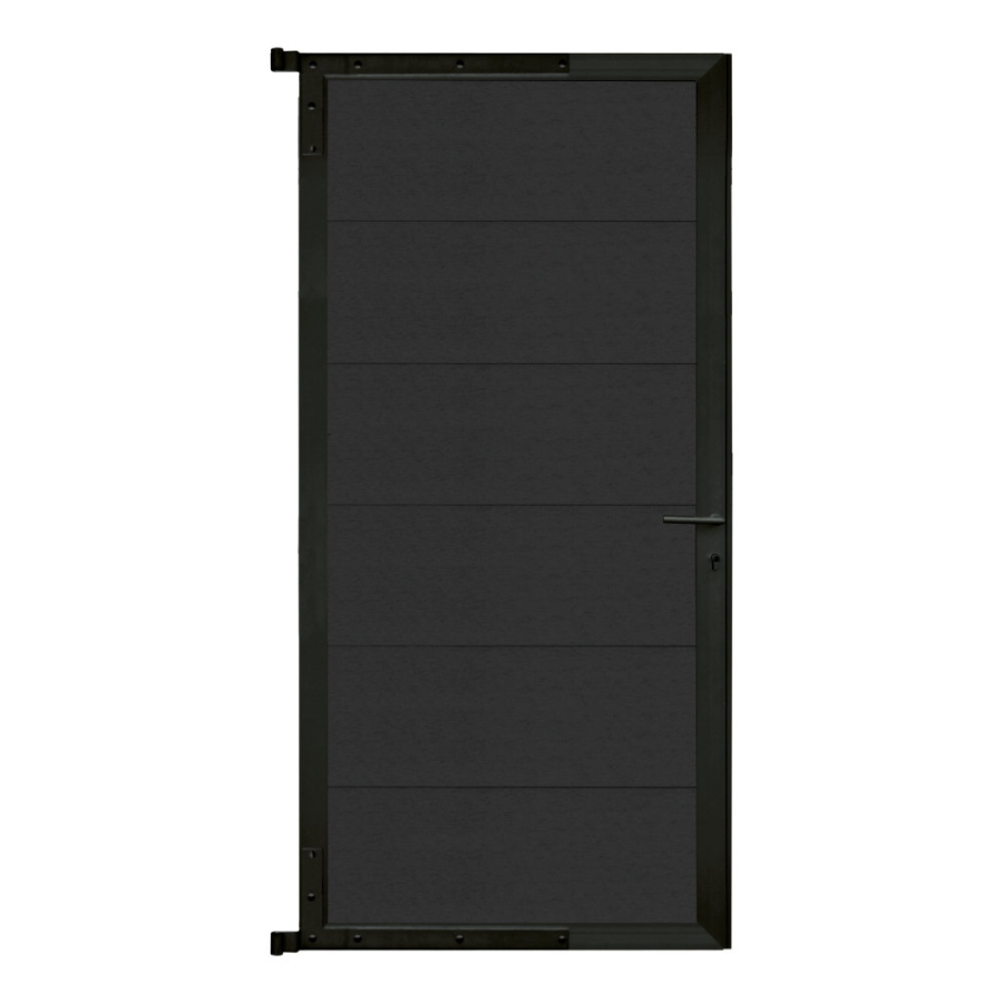 WPC Anthrazit Steckzauntor 100x174 cm (XL Lamellen), Rahmen Anthrazit