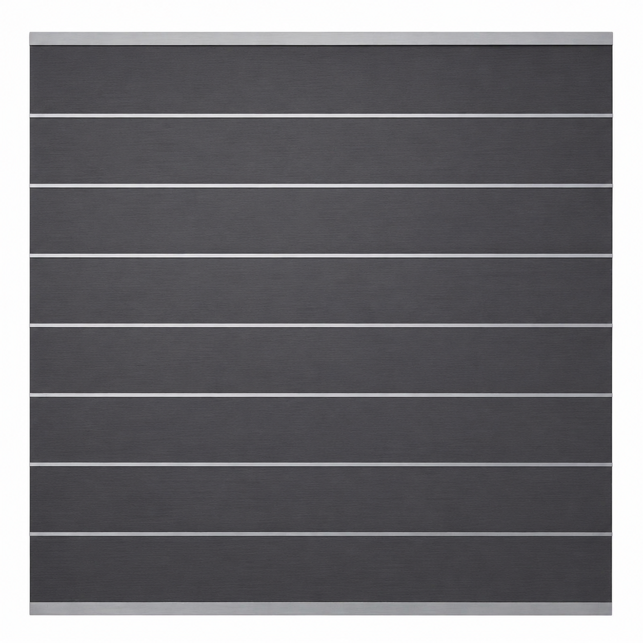WPC Steckzaun Steingrau mit Alu-Zwischenleisten (Modular) 180x180 cm