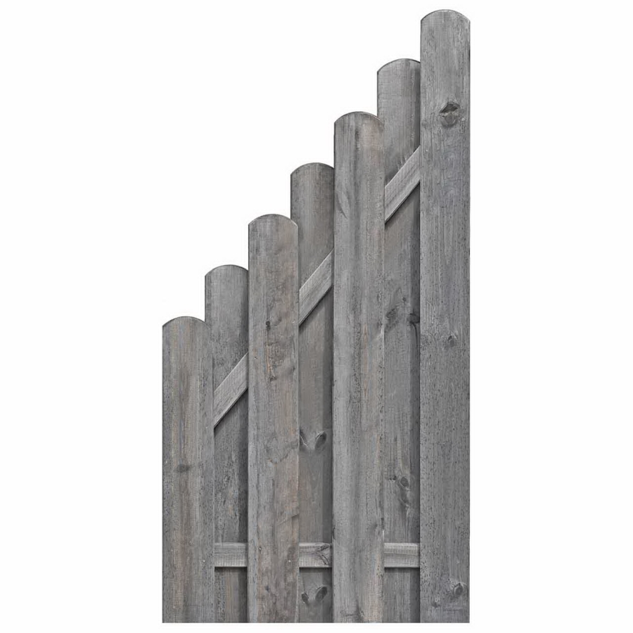 Bohlenzaun Abschluss Kiefer kdi grau 90x180-90cm