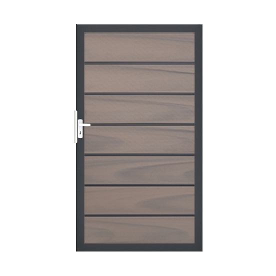GrojaSolid Grande Premium BPC Steckzaun Universal Tor 100x180cm BiColor co-extrudiert-Rahmen DB703