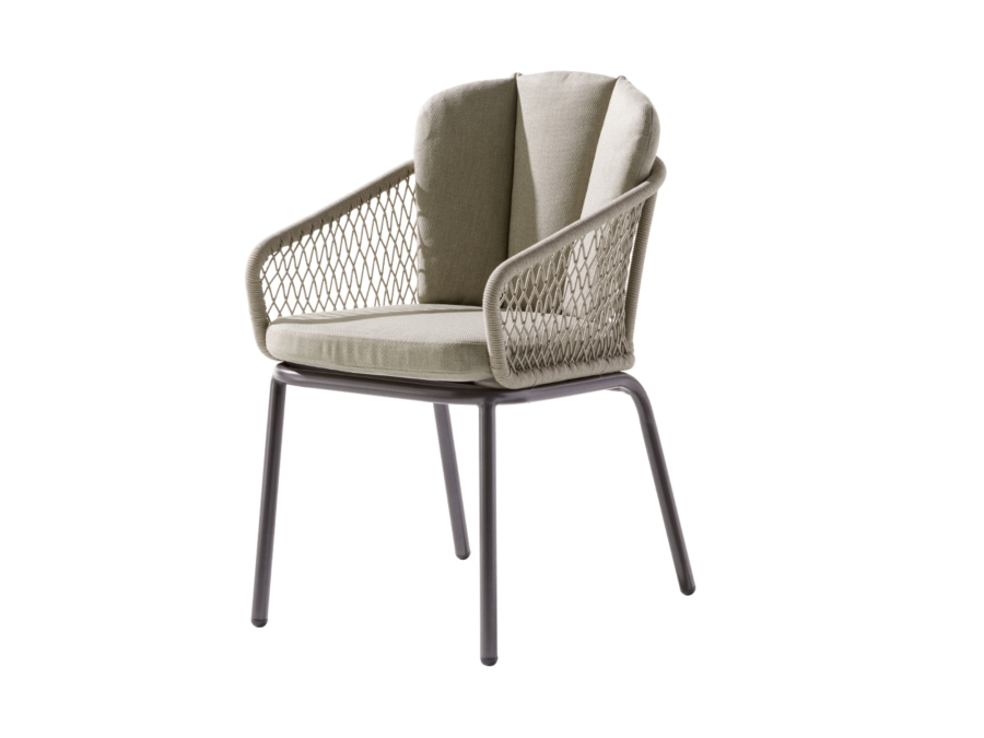 Sieger Gomera Dining Sessel Natur mit Rope Bespannung und Kissen