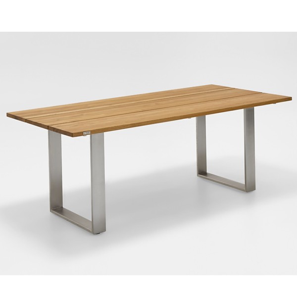 Niehoff Noah Tisch 180cm, Profilkufe, Tischplatte Teak-gebürstet