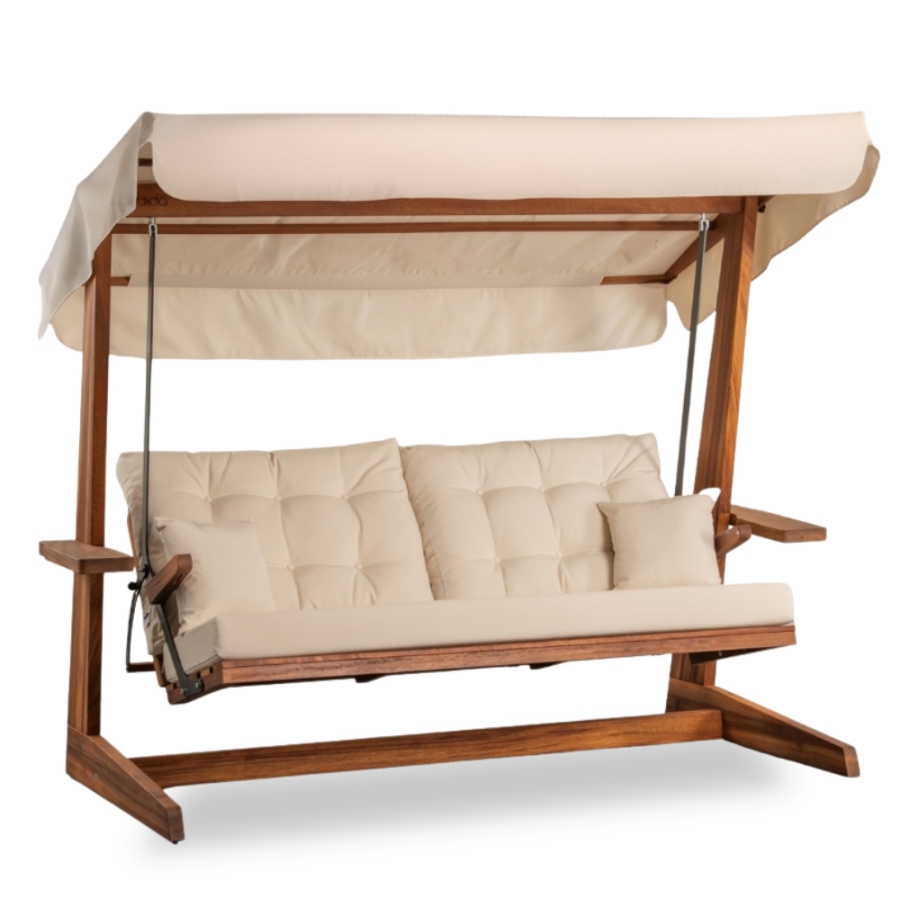 Pemode Hollywoodschaukel Sia 2400 Beige - Iroko-Holz B:235 x T:134 x H:195 cm