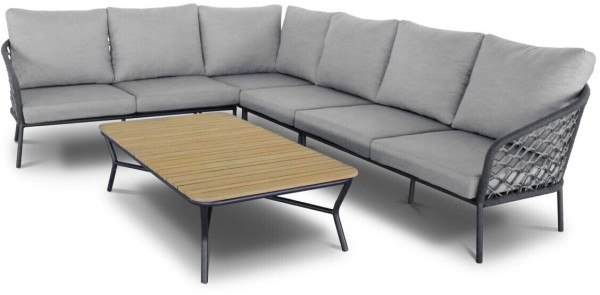 Best Mali Loungegarnitur 246x323cm, 5-teilig inkl. Polster und Teaktisch 140x80cm