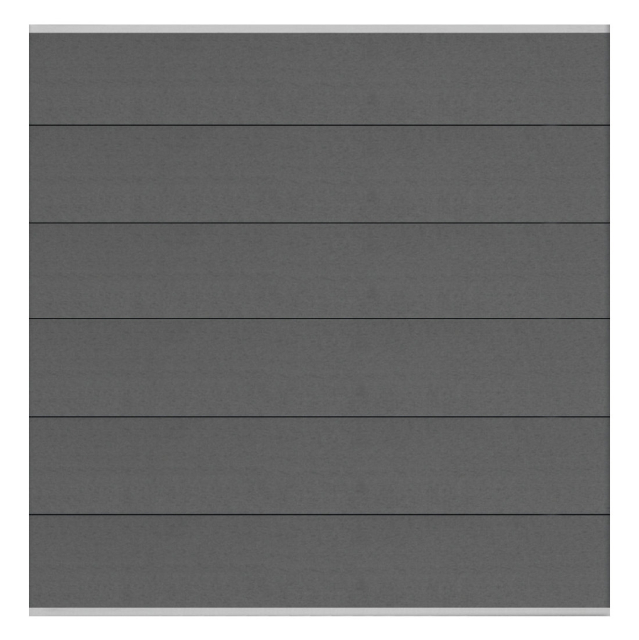 WPC Steckzaun Steingrau 180x180 cm (XL Lamellen), Abschlussleisten Silber