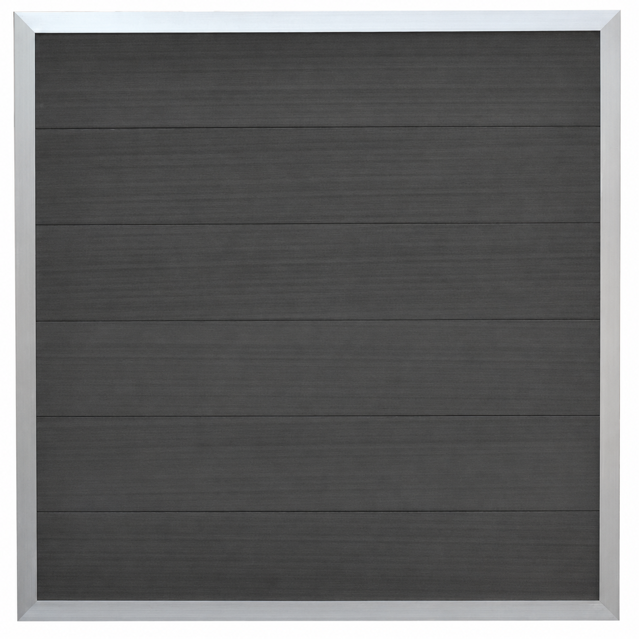 WPC Fertigzaun Anthrazit 180x180cm (Forte), Rahmen Silber