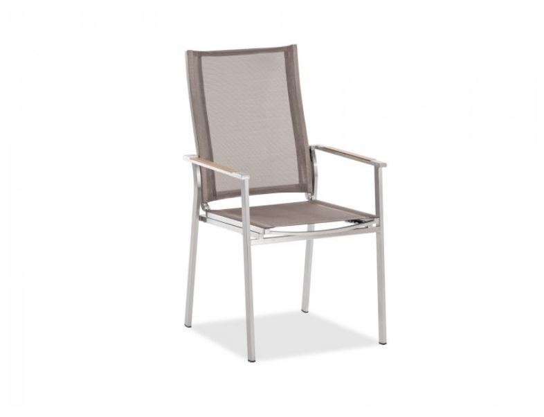 Niehoff Scalea Flex Hochlehner, taupe, Armlehnauflage Teakholz