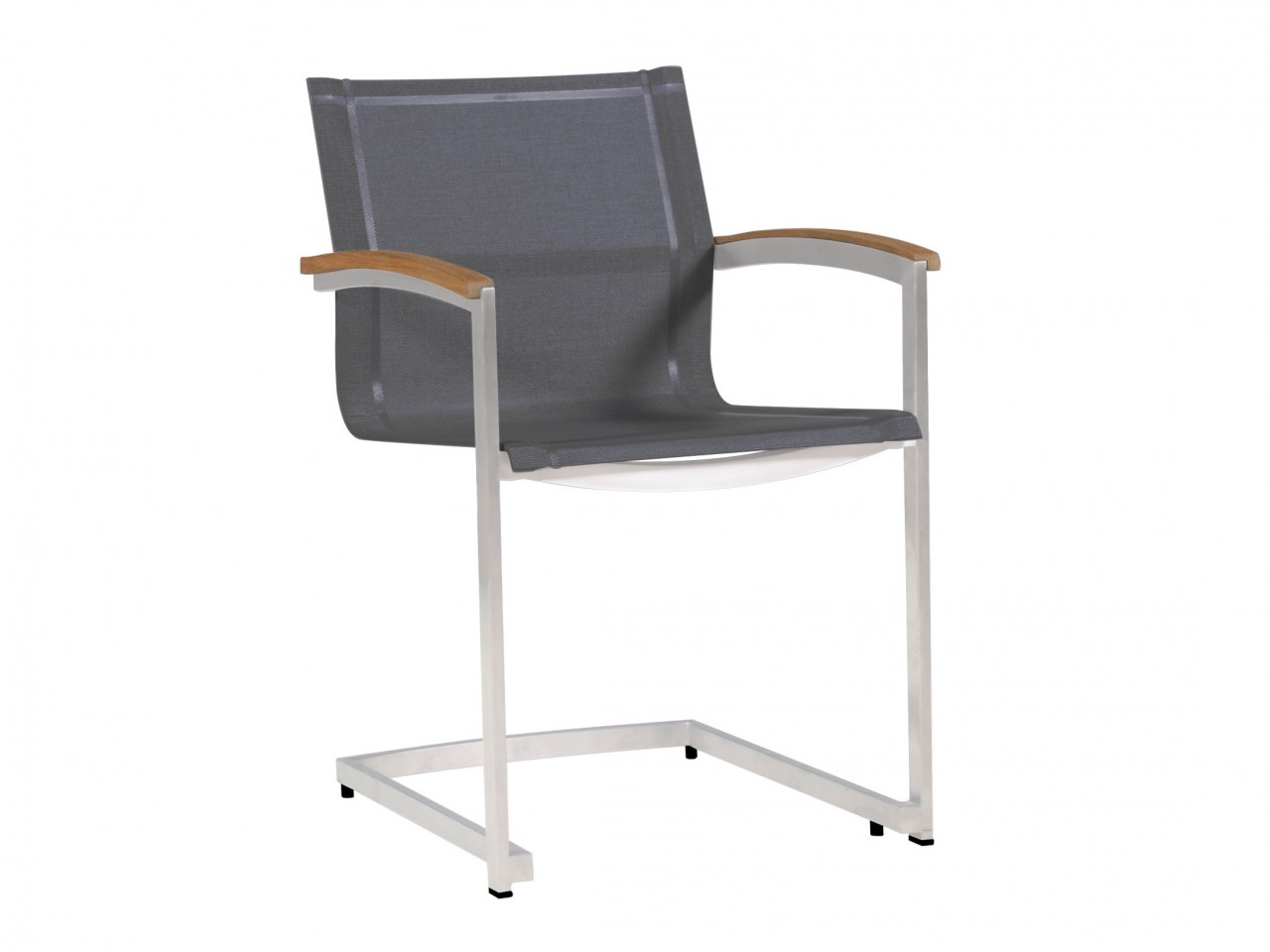 Zebra Setax Freischwinger midnight-grey - Teak-Armlehne