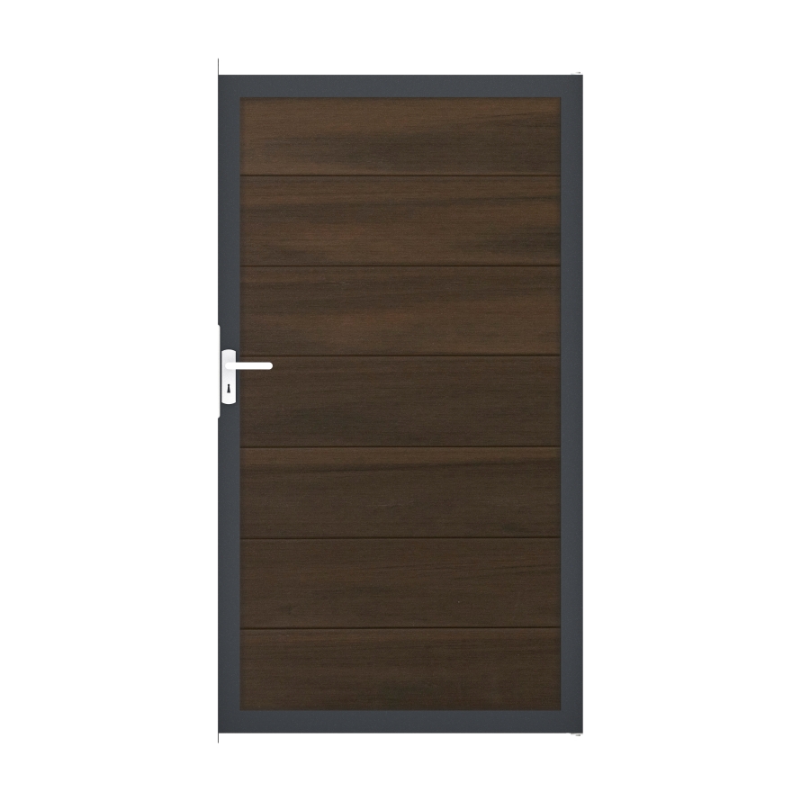 GrojaSolid Grande BPC Steckzaun Universal Tor 100x180cm walnuss co-extrudiert-anthrazit DB703