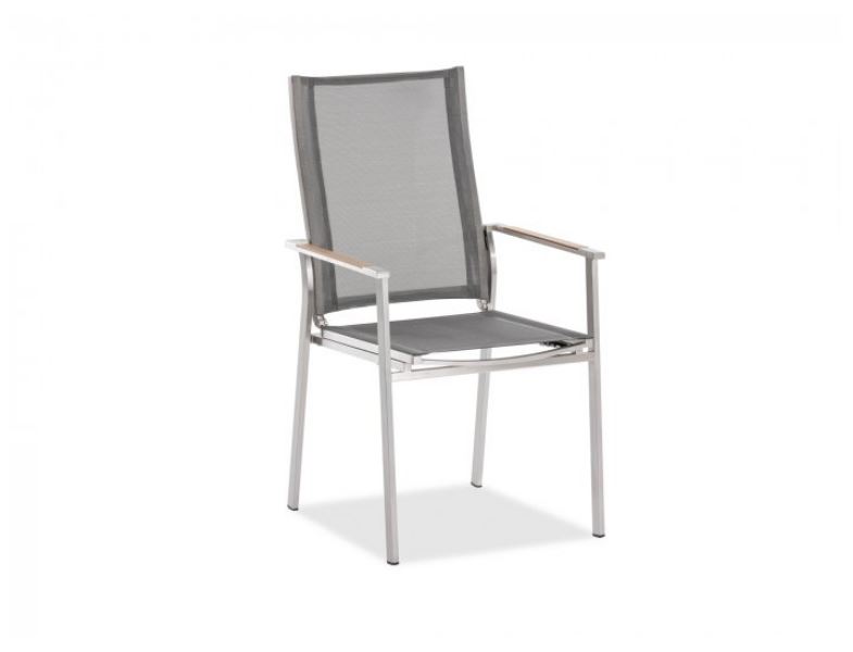 Niehoff Scalea Flex Hochlehner, schwarz, Armlehnauflage Teakholz