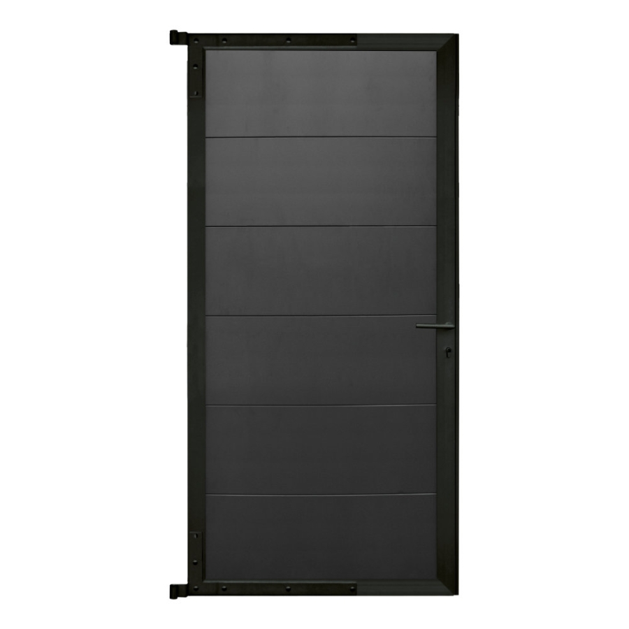 Alu Steckzauntor Anthrazit 100x174 cm (XL Lamellen), Rahmen Anthrazit